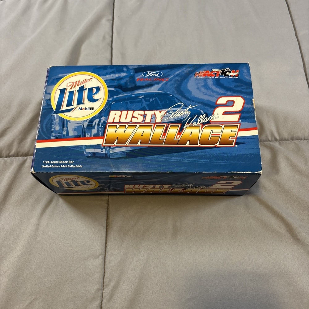 NIB Action Racing 10th Anniversary Rusty Wallace #2 Miller Lite 1/24 w/base